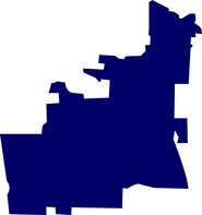 A dark blue outline map of Arlington, WA