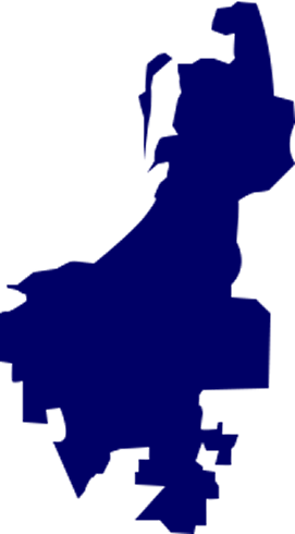 A dark blue outline map of Everett, WA where Ron May Towing offers towing and roadside services.