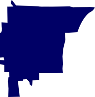 A dark blue outline map of Mill Creek, WA