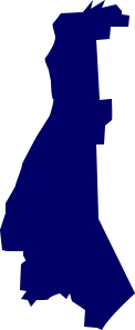 A dark blue outline map of Mukilteo, WA